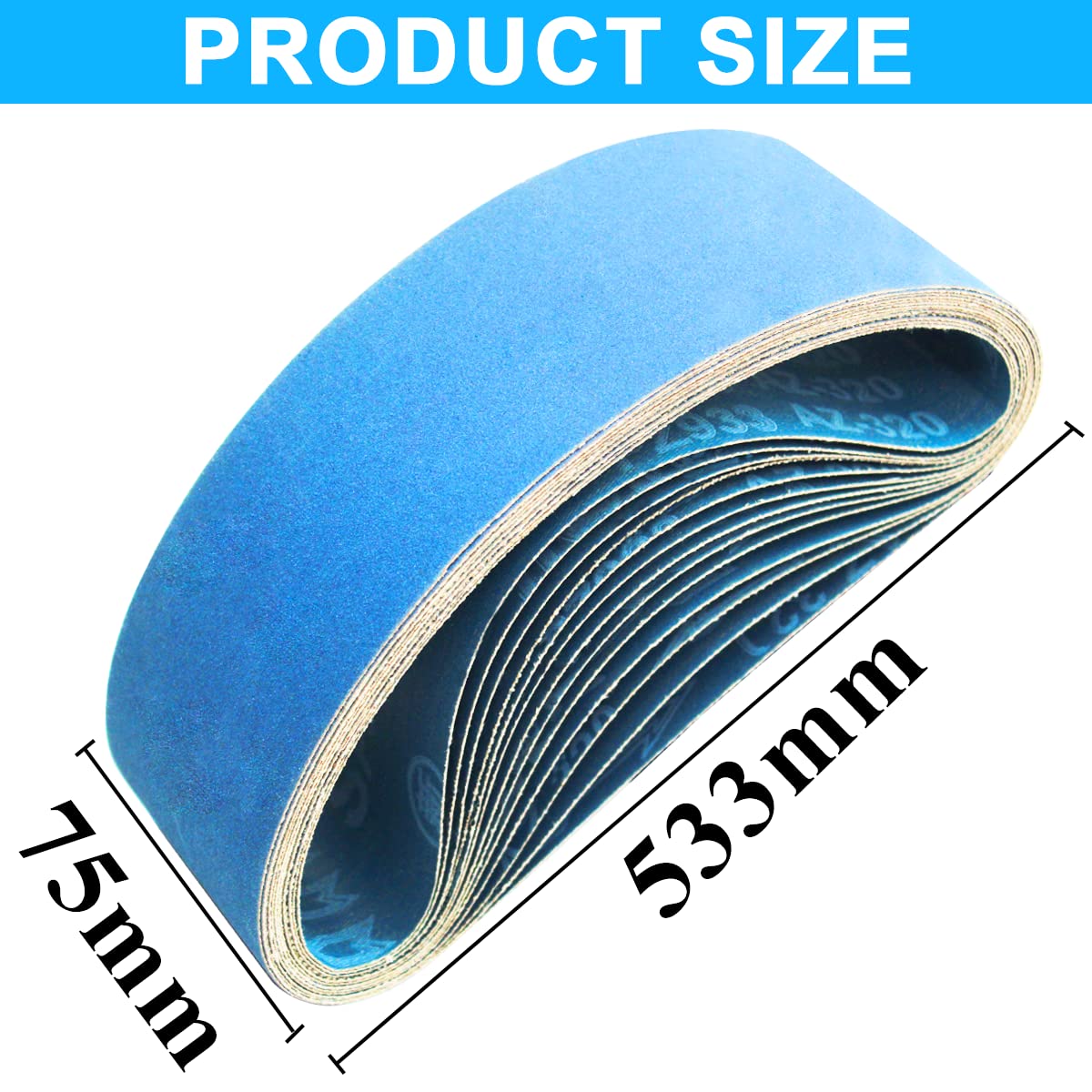 WooZuu Lot de 12 bandes abrasives 75 x 533 mm, grain 100 pour métal, bois, mur, meubles, 7,6 x 53,3 cm, ponceuse à bande pour polissage et meulage