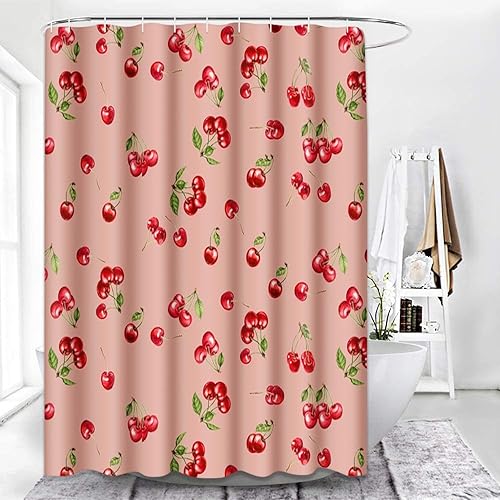 Miniatura 14 de Juego de cortinas de ducha de baño con 12 ganchos, corazón de vaquera rosa de San Valentín, decoración de baño, retro años 60 y 70 S, estética