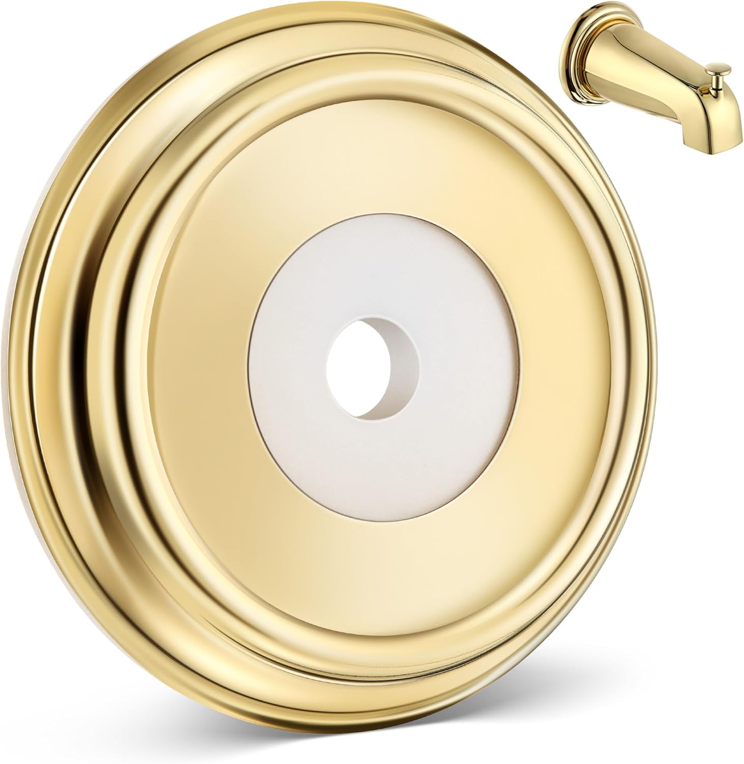 Dreyoo Metal Tub Spout Cover Ring, Bathtub Spout Trim Plate Ring with 1 Pcs Foam Gasket, 1-1/2 Inch ID and 3-5/8 Inch OD(Oil Rubbed Bronze)