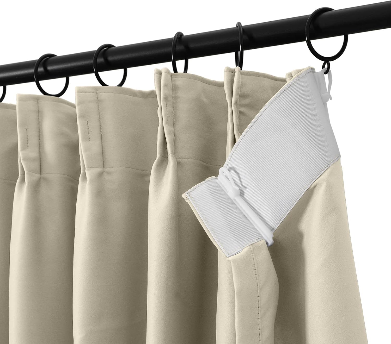 ChadMade Pinch Pleated Curtain 52W x 96L Inch Solid Thermal Insulated Blackout Patio Door Panel Drape for Traverse Rod and Track, Beige (1 Panel)