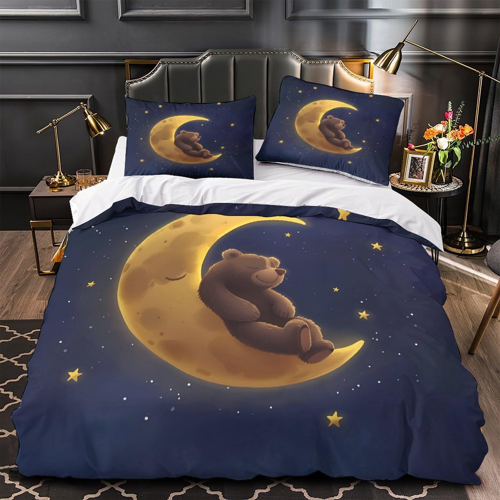 Housse de couette ours parure de lit imprimé 3D pour chambre garçon enfant 140x200