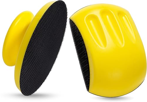 Miniatura 9 de Bloque de lijado de mano de 5 pulgadas, bloque de lijado de gancho y bucle, 2 bloques de lijado de mano redondos y de ratón, bloques de lijado de