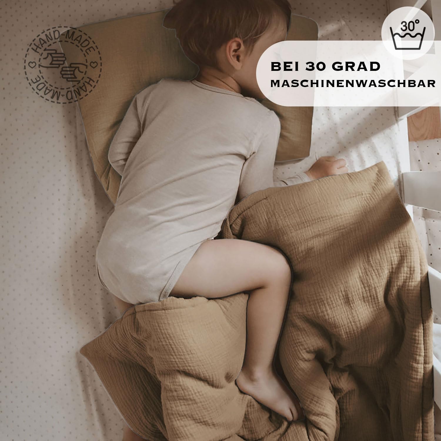 PaLulli® Pościel muślinowa, zestaw 155 x 220 cm, poszewka na poduszkę 80 x 80 cm, 100% bawełna organiczna, pościel dziecięca z certyfikatem Oeko-Tex, 155 x 220 cm + 80 x 80 cm