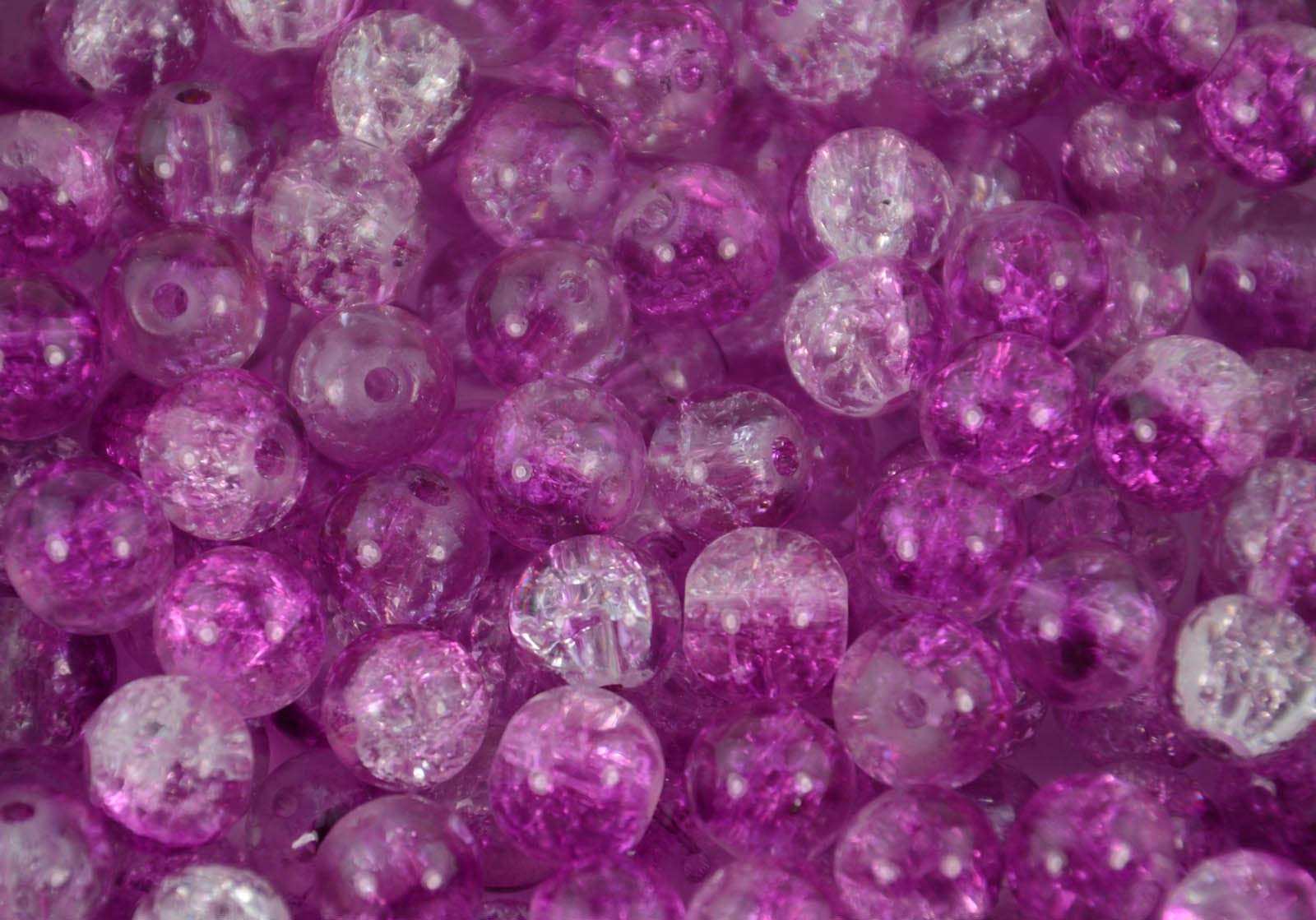 Crackle Glass Beads - 6mm - Colour Choice - Craft Jewellery Bracelet Necklace Making Bead (Purple + Clear, 5 Packs)