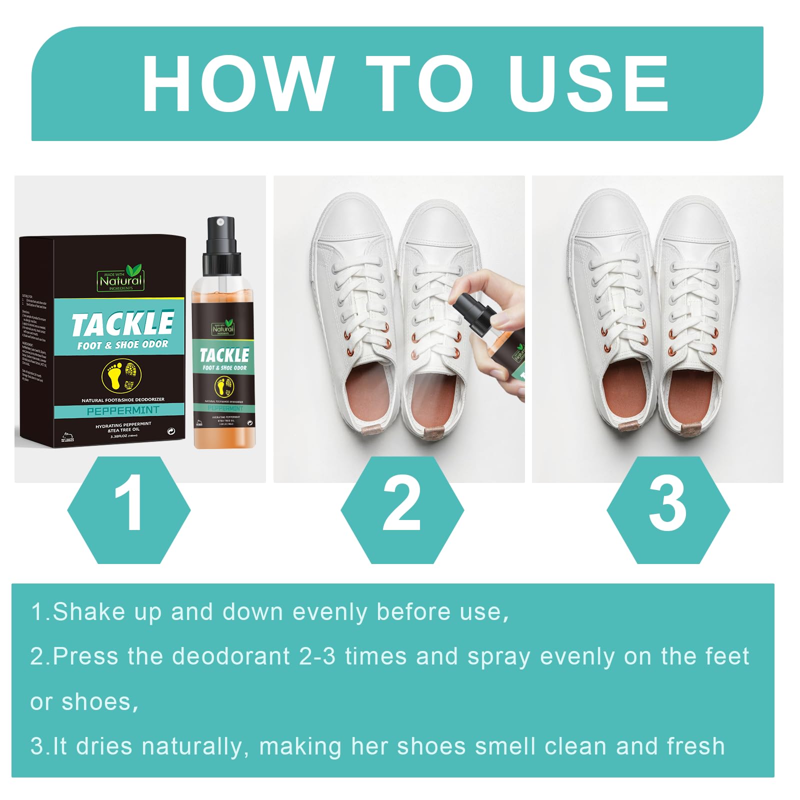 100ml Desodorante En Spray Para Calzado,Spray Para Quitar Olor A Zapatos,Sprays Antiolor Para Zapatillas Deportivas, Aplicación Rápida,Uso Diario En Para Deporte Oficina Y Viaje