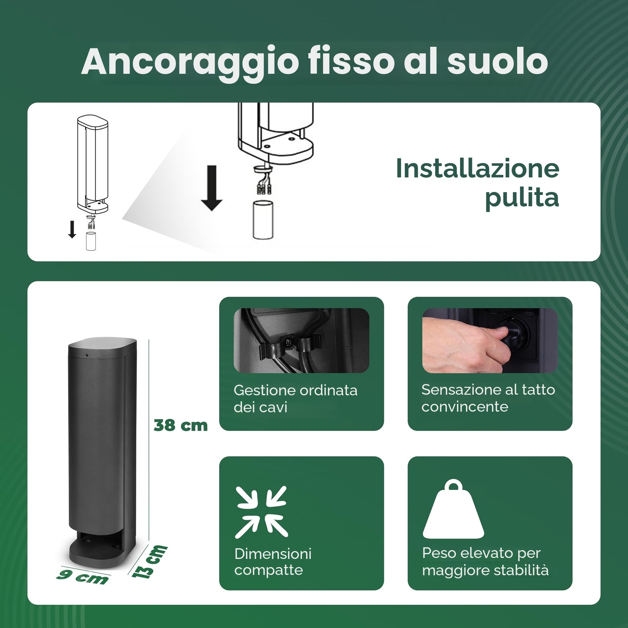 Novatool Torre di Presa Elettrica a 2 Vie Esterna, Colore Antracite, Rotonda, Con Apertura, IP44, per Giardino, Colonna da Esterno