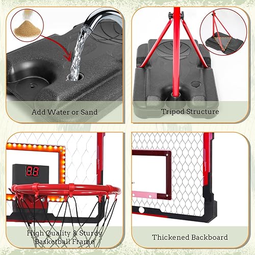 Vista 28 de Meland Aro de baloncesto para niños, altura ajustable de 2.9 a 6.2 pies para niños, juguetes para interiores y exteriores, patio trasero