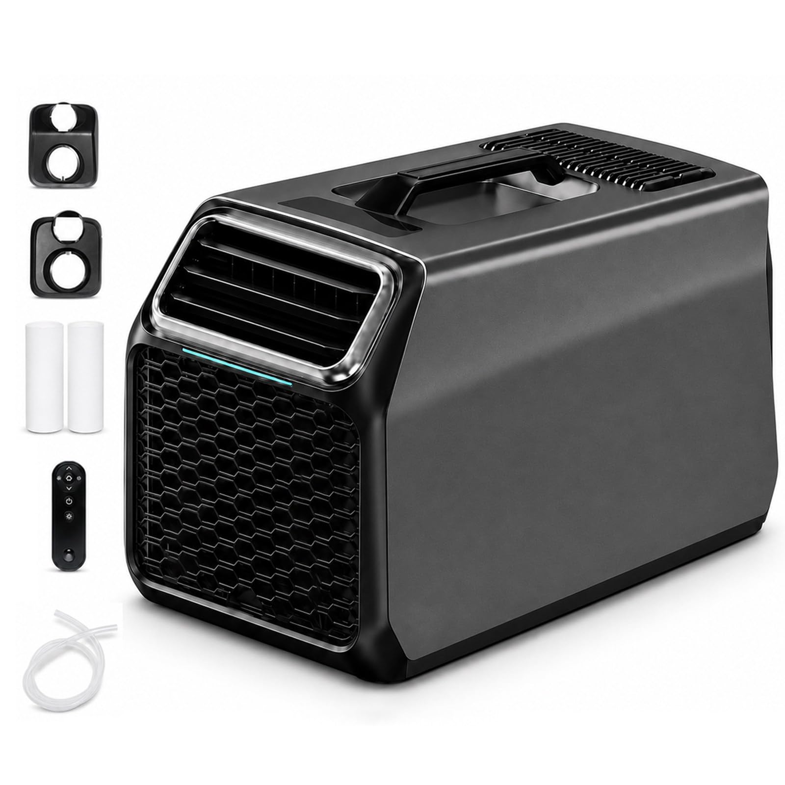 SHUMIAO Portable AC Unit 5000 BTU, 1400W 3-in-1 Camping Air Conditioner with Sleep Mode & Dehumidifier, Quiet Tent AC for Summer Camping, RV Travel, Dorm, Picnic, Hotel, Semi Truck Cab