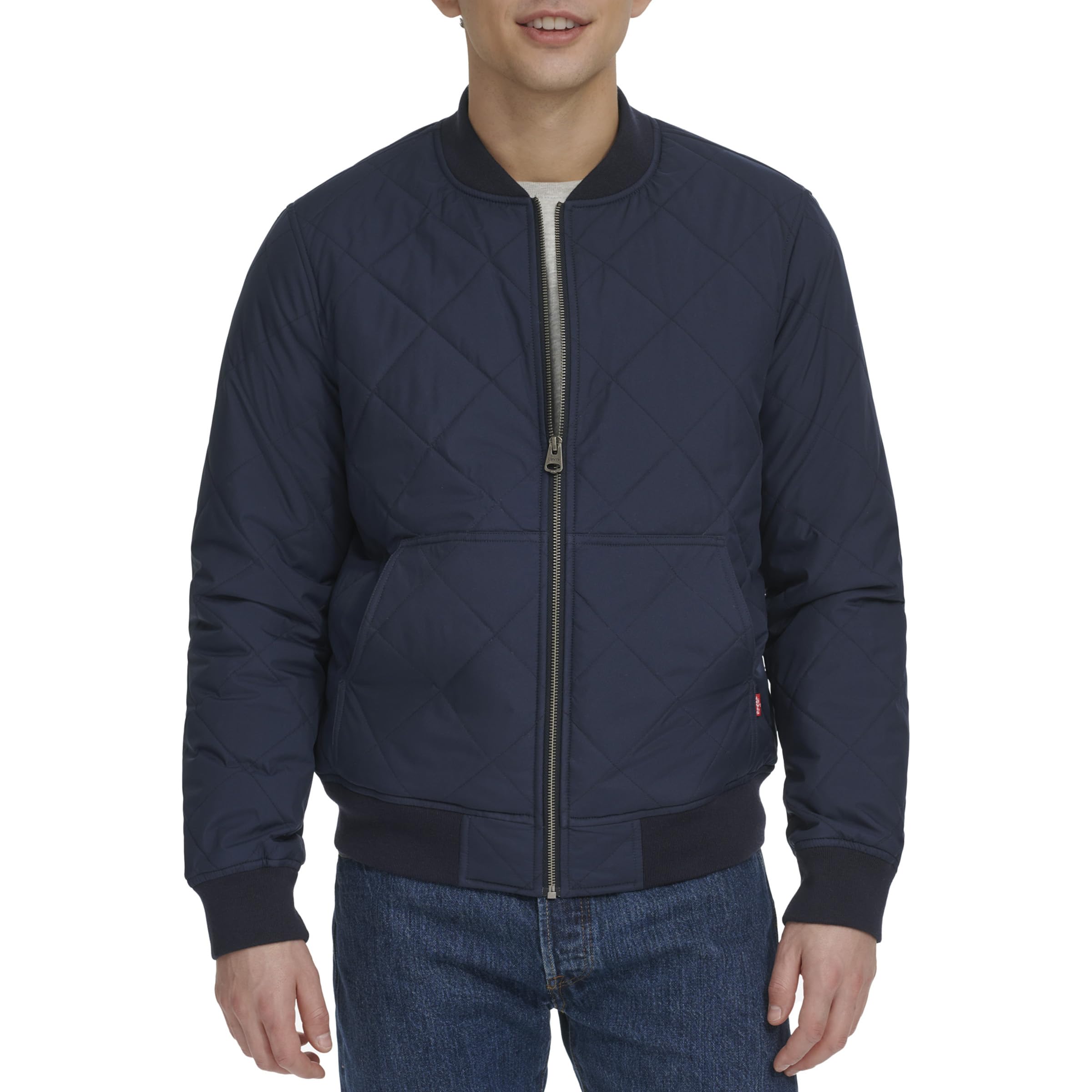 Levi's Men's Diamond Quilted Bomber Jacket, Navy Patch Pocket, S