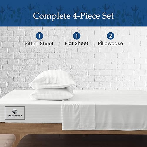 Miniatura 3 de Juego de sábanas de 4 piezas de tela ultra suave refrescante y respira de 1200 hilos de algodón egipcio que se adapta a bolsillos de hasta 18 a 21