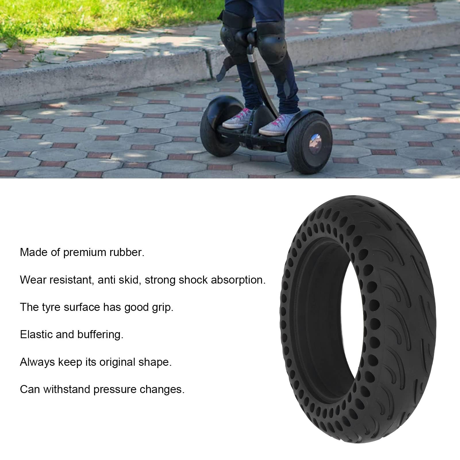 pneu scooter électrique, résistant en caoutchouc haute adhérence roues de remplacement 16,5 cm for adultes et étudiants déplacements urbains loisirs
