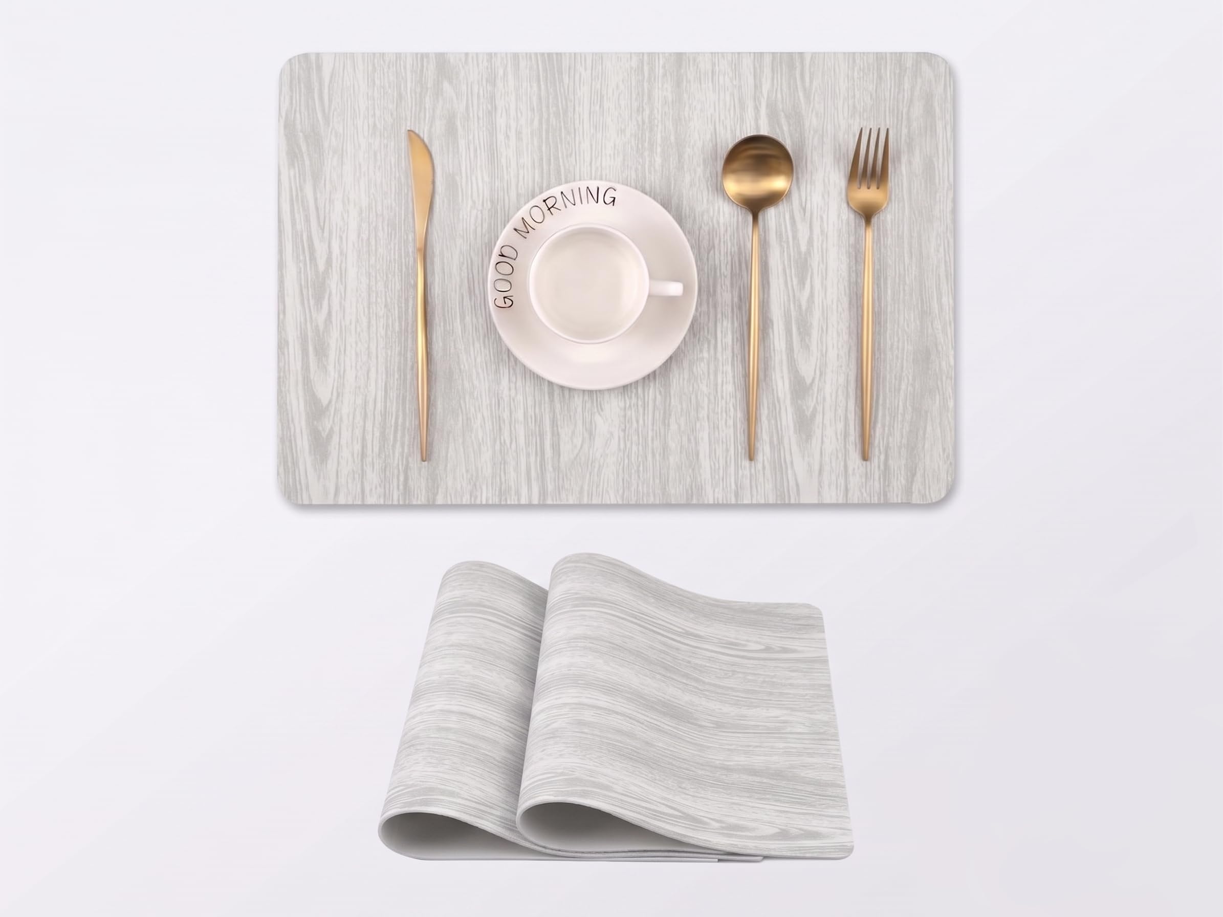 RichAxis Dining Table mat, Washable Table mats, PVC placemat for Kitchen, Non Slip Dining Table Accessories for Home, Rectangular Place Mat for Multiple Use (Set of 2, Grey) — Amazon image 14
