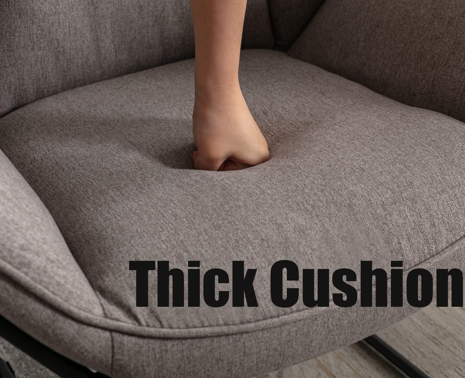 Wahson Poltrona Imbottita con Gambe in Metallo Sedia da Salotto Moderno con Braccioli Poltroncina in Tessuto di Lino per Camera da Letto/Soggiorno,Grigio