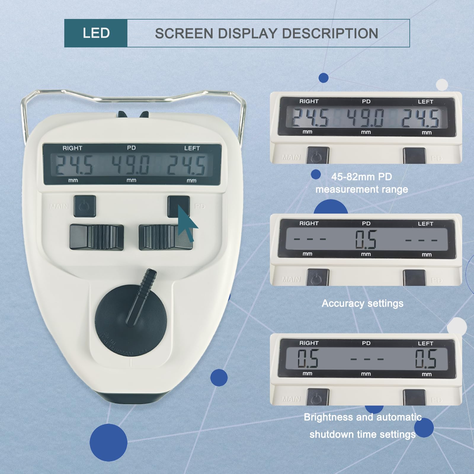 Instrumento óptico PD pupila medidor Digital pupila medidor LED Objetivo luz telémetro de precisión de 0,1 mm