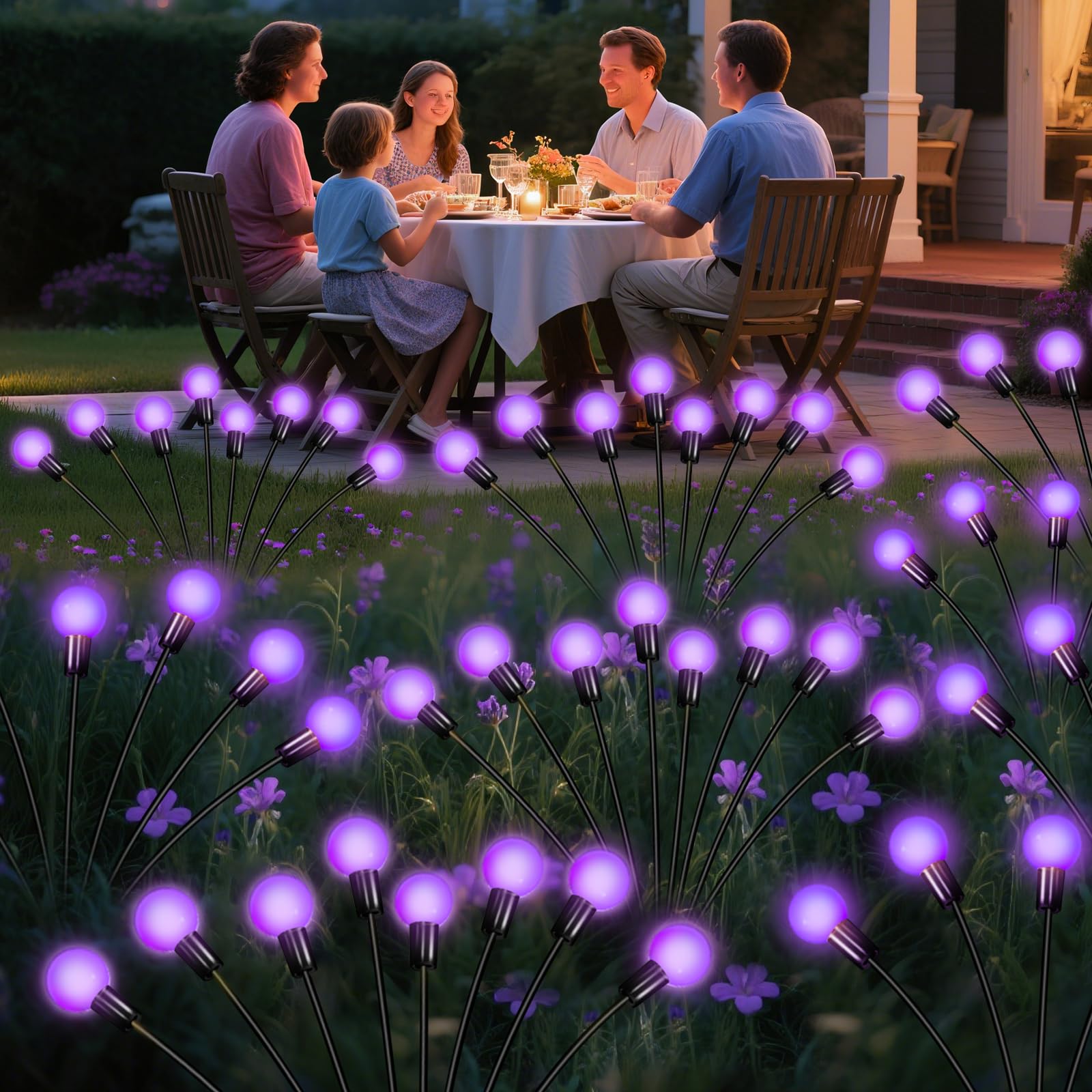 ZFNN Solarleuchten Außen Garten Lila - 36 LEDs Solar Glühwürmchen Lichter, Lila Schwankende Lichter Außen Wasserdicht, 6 Pack 6 Köpfe Garten Deko für Hof Terrasse Weg Rasen Dekorationen