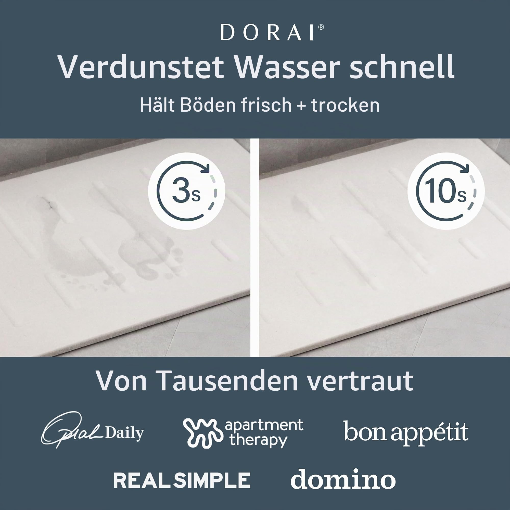 Dorai Badematte für Zuhause, 59,9 x 39,1 cm, luxuriöse Kieselsteinmatte, schnelltrocknend, rutschfest, regensandstein