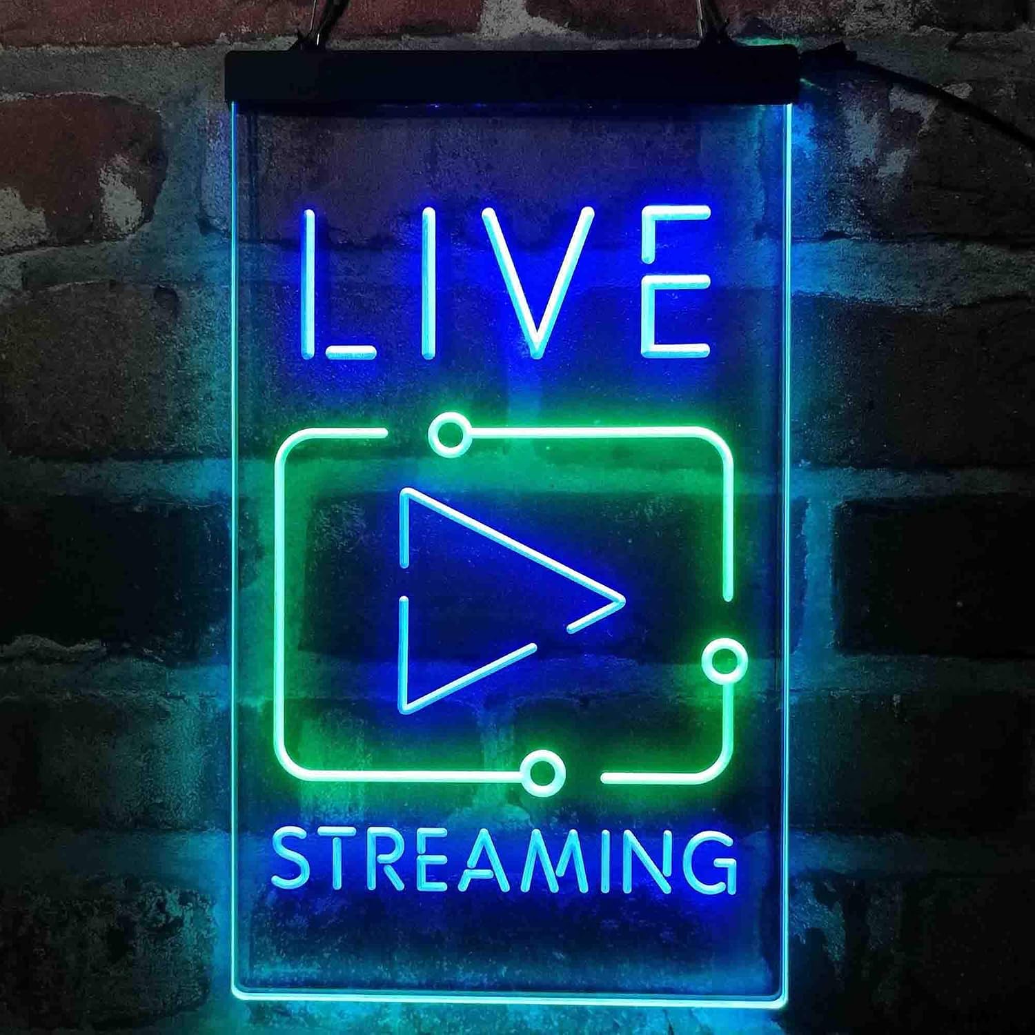 ADVPRO Live Streaming TV Film Dual Color LED Neon Sign Green & Blue 8 x 12 Inches st6s23-i4090-gb