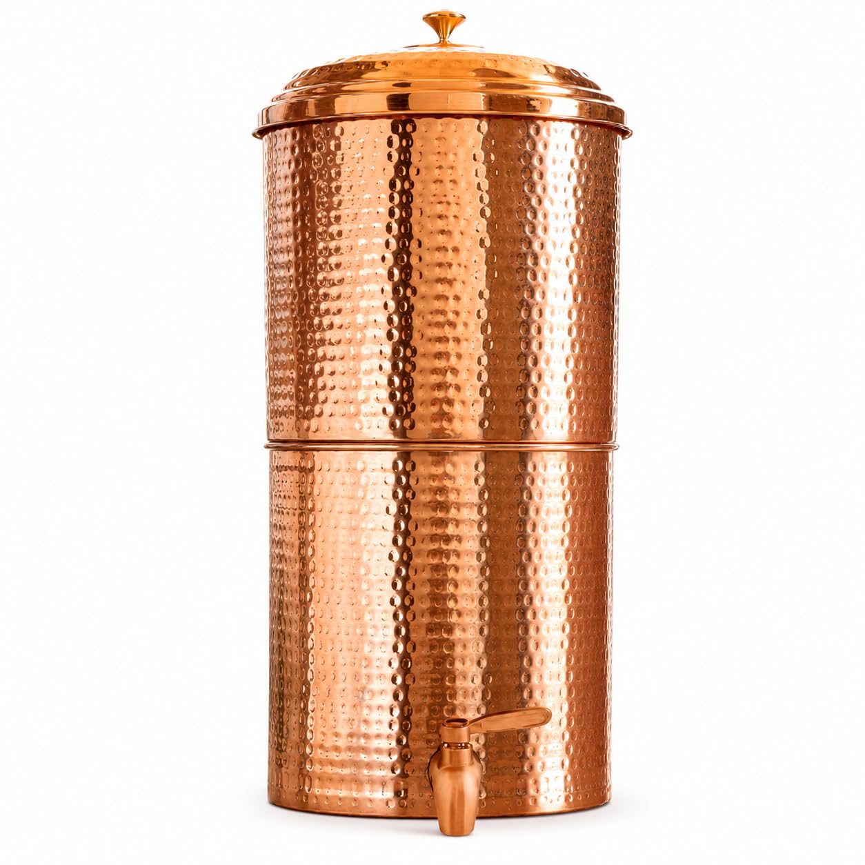 Hammered Pure Copper Water Filter with Brass Tap & Lid | Traditional Copper Water Dispenser for Home, Office & Kitchen | Leakproof Water Storage Container | Ayurvedic Drinking Water Pot | 20 L-image-26