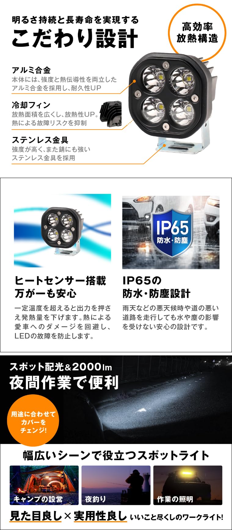 Amazon.co.jp: fcl.(エフシーエル) ワークライト led 車 作業灯 投光器