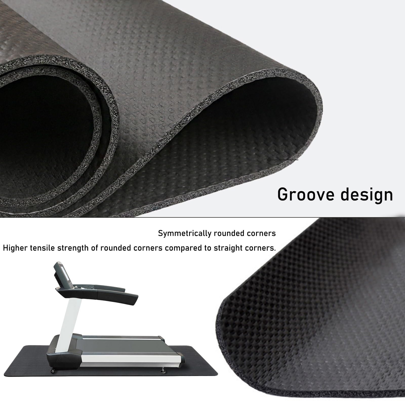 Alfombrilla para cinta de correr, de goma NBR duradera de alta densidad, antideslizante, protector de suelo para cintas de correr, bicicletas, remos, fitness