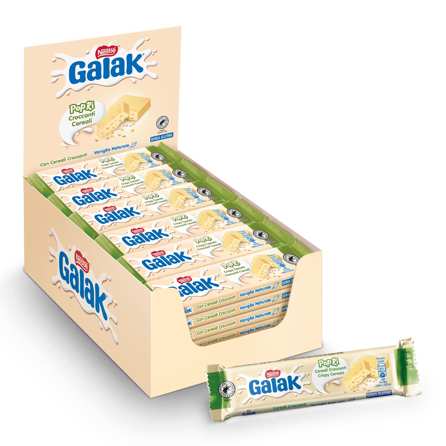 GALAK PoPri Weiße Schokoladentafel mit Müsli, 36 Riegel à 40 g (1,45 kg)