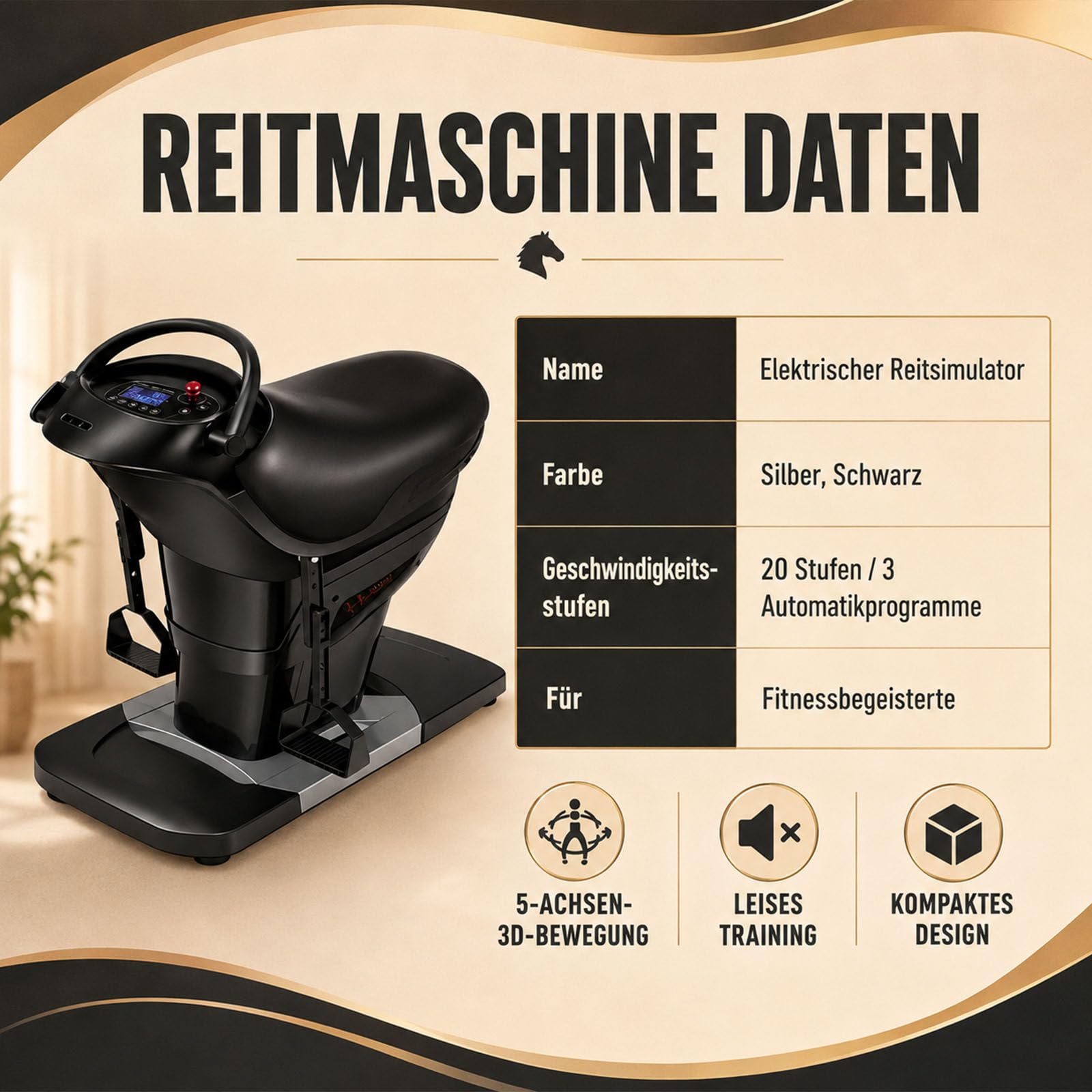 3D-Simulations-Bauchtrainer Mit Elektrischem Reitgerät,LCD & Vibration