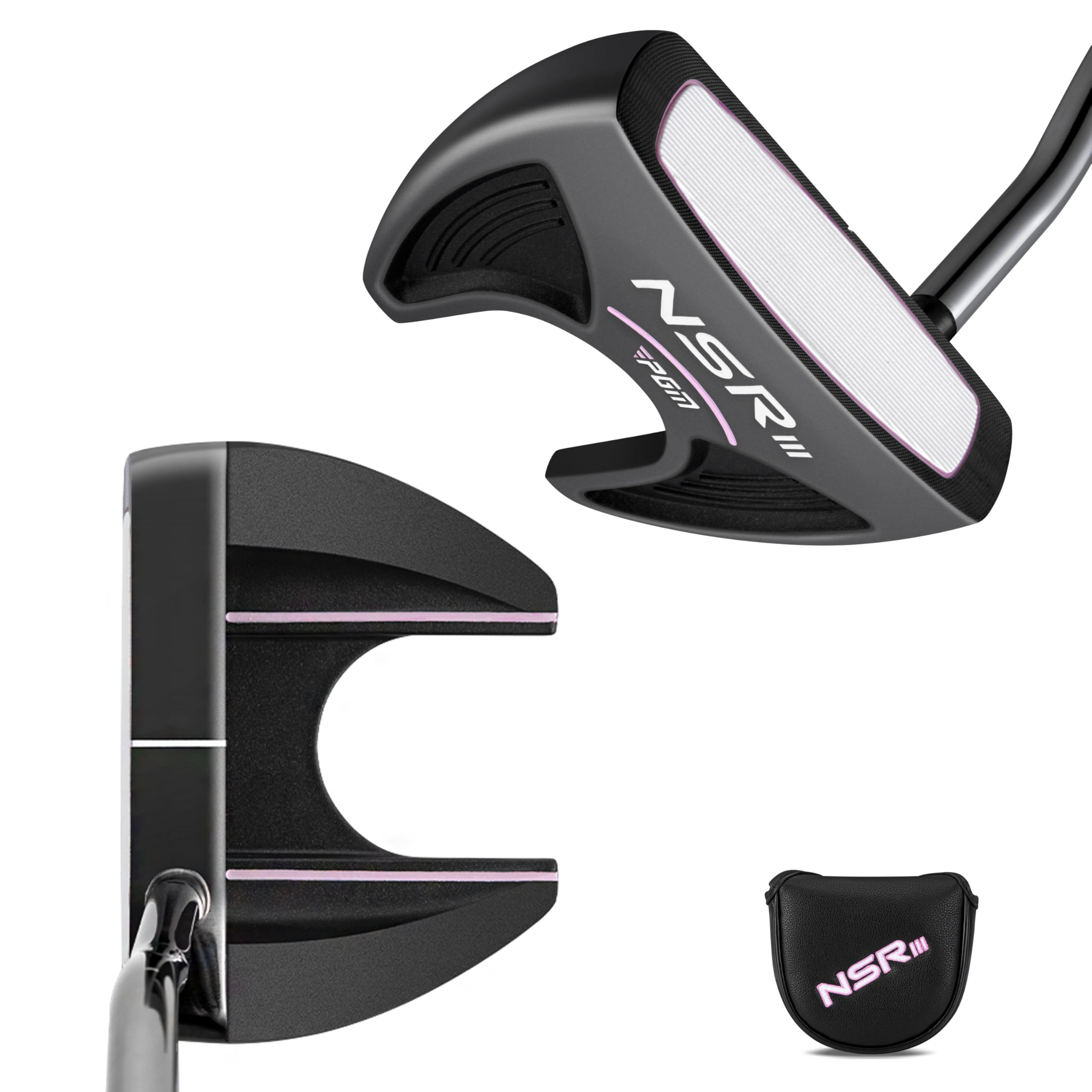 PGM 83.8 cm Golf Putter für Wonmen Rechtshänder mit Schlägerhaube, Ausrichtungshilfe High Moi Mallet Putter Golfschläger für Geradere Putts TUG041