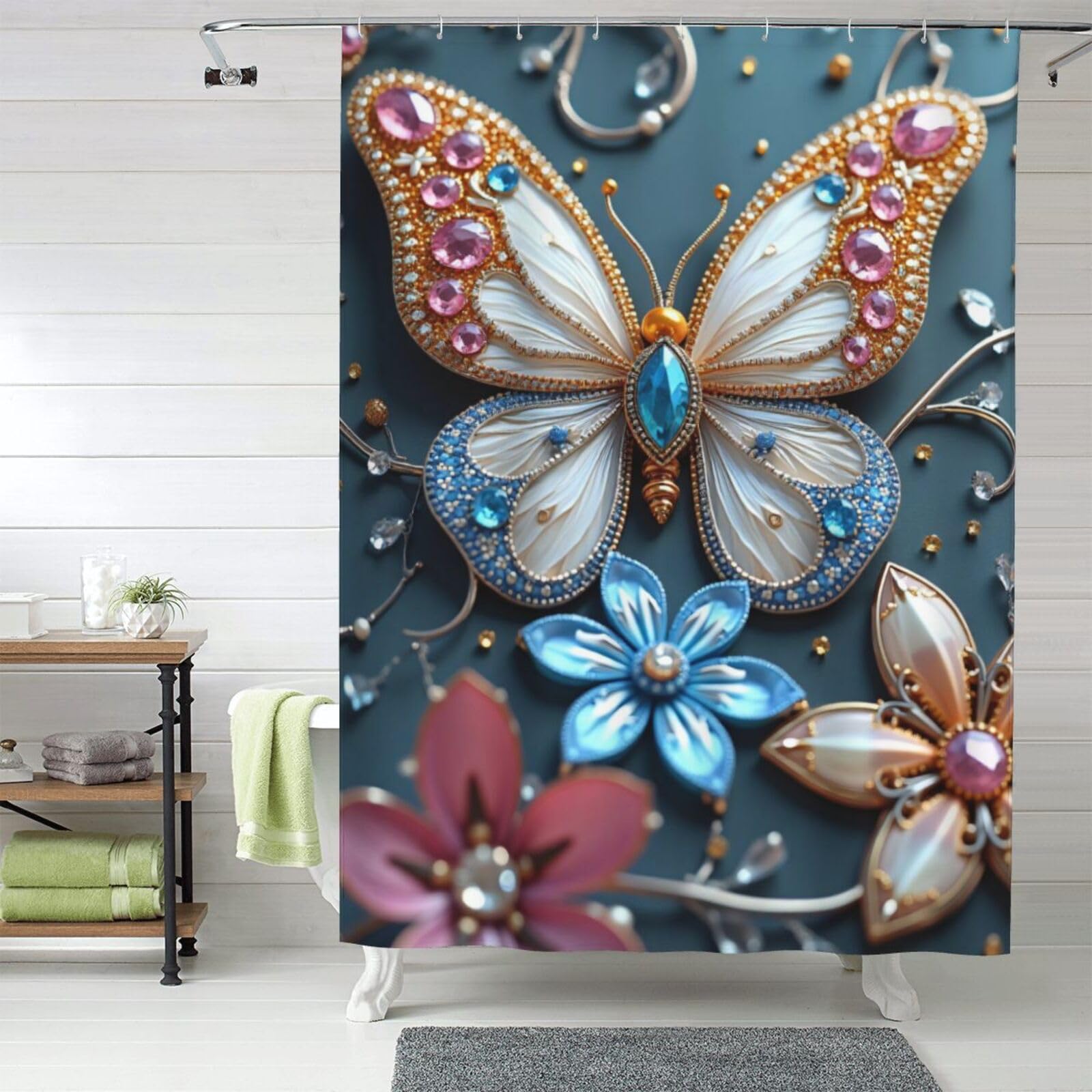 Rideau de douche moderne papillon pour rafraîchir votre salle de bain