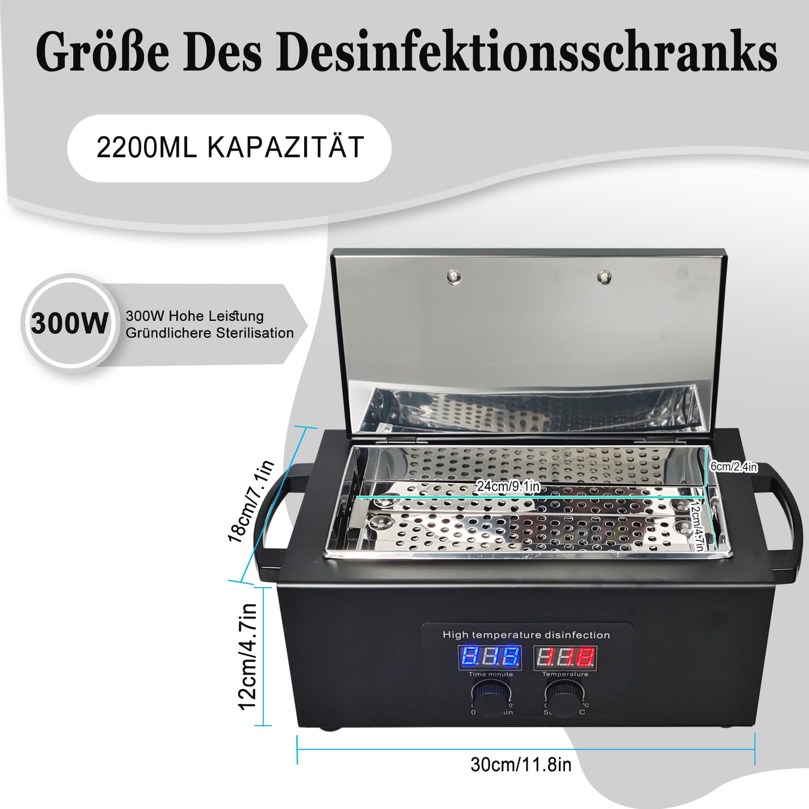 Sterilisator Hochtemperatur Nagel-Werkzeug-Sterilisator mit Timer für Kosmetik, Fusspflegestudios, Friseursalon Schwarz