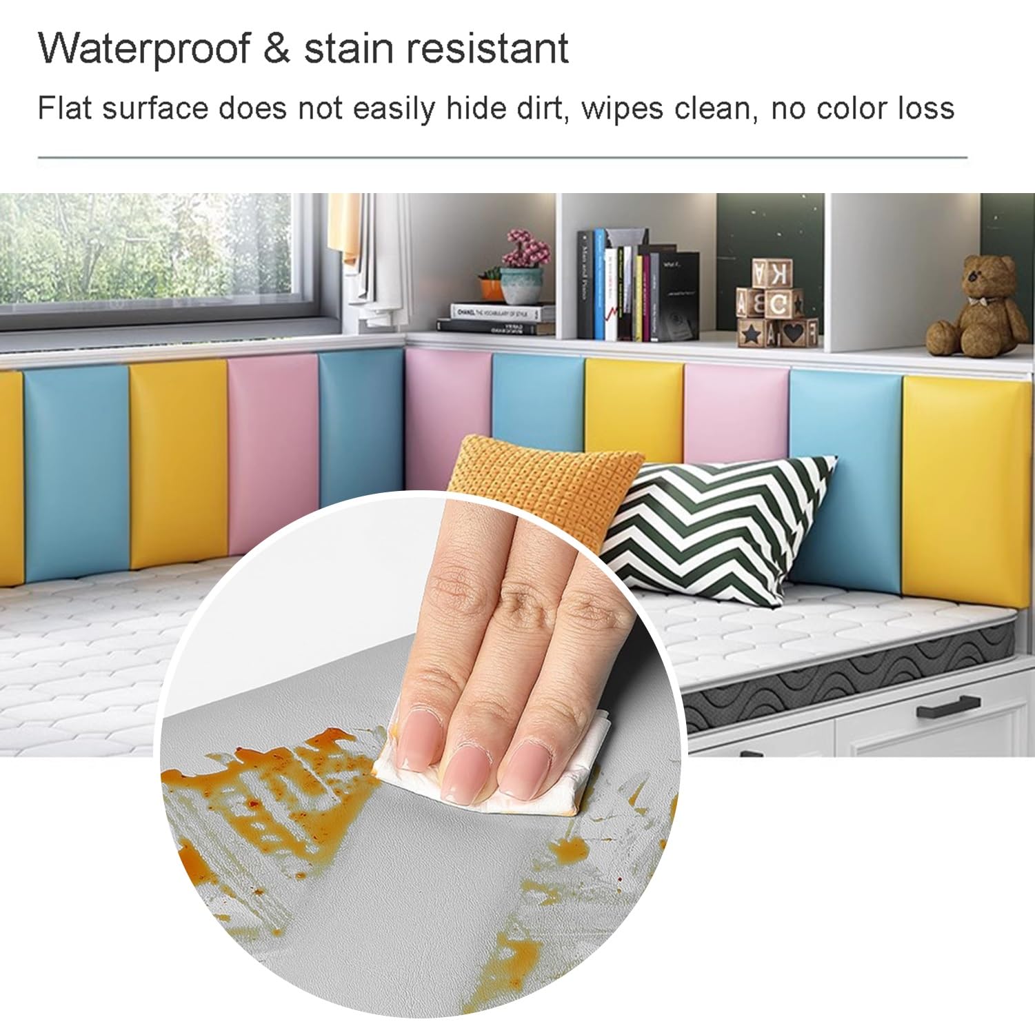 2pcs Panneaux Muraux Rembourrés, Auto-Adhésive Tête De Lit Tapissée for Lits De Différentes Tailles, Enfant Anti Collision PU Tatami Tapis Mural 3D