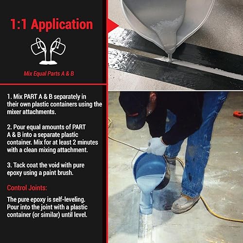 Miniatura 6 de ElastiPoxy Kit de llenado de juntas y grietas (2 galones) - Llenador de reparación de alta resistencia para juntas de piso a pared, juntas de