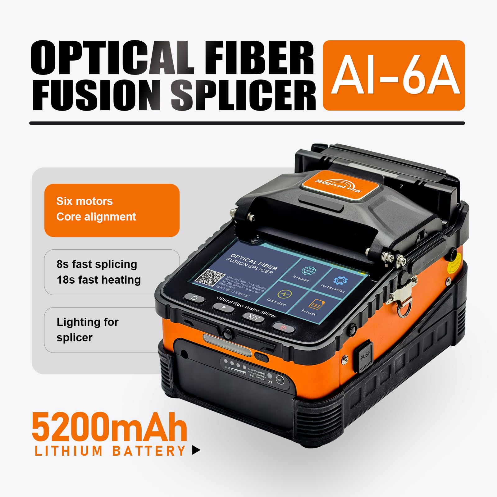 Signal fire Soudeuse Fibre Optique AI-6A avec Alignement Coeur à Coeur Écran Tactile pour FTTH & FTTx
