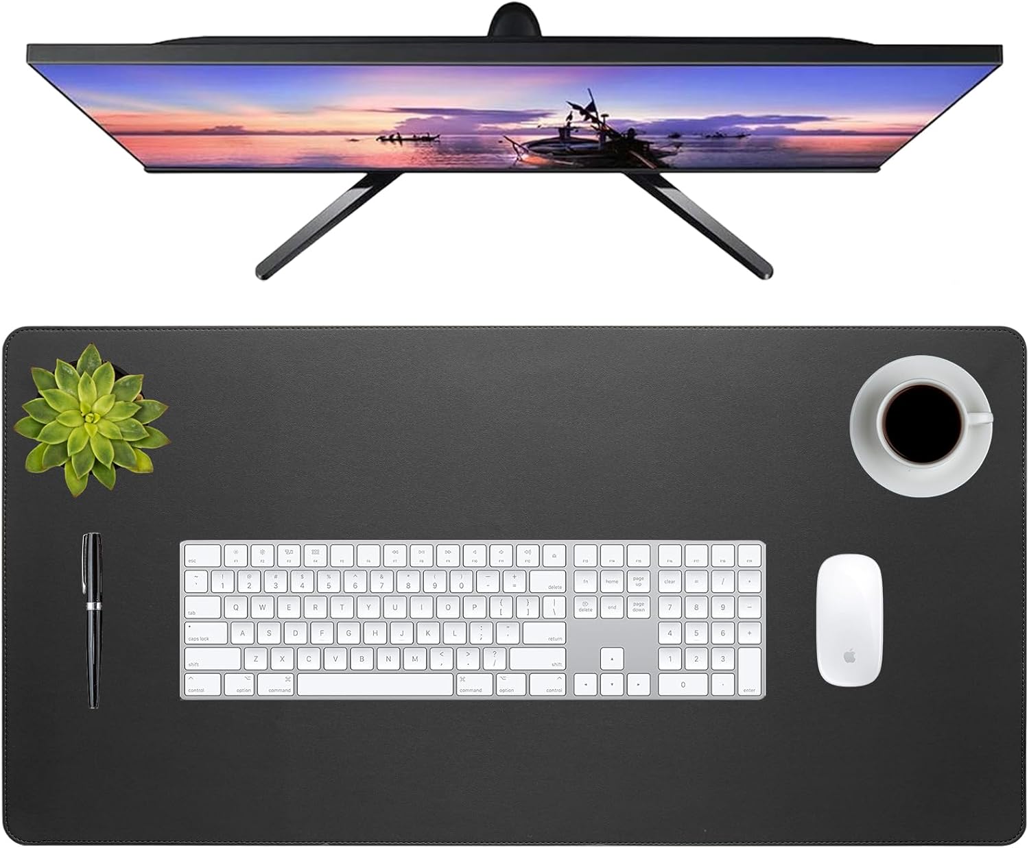 Amazon.com : MCBZ Leather Desk pad, Large Keyboard and Mouse pad ...