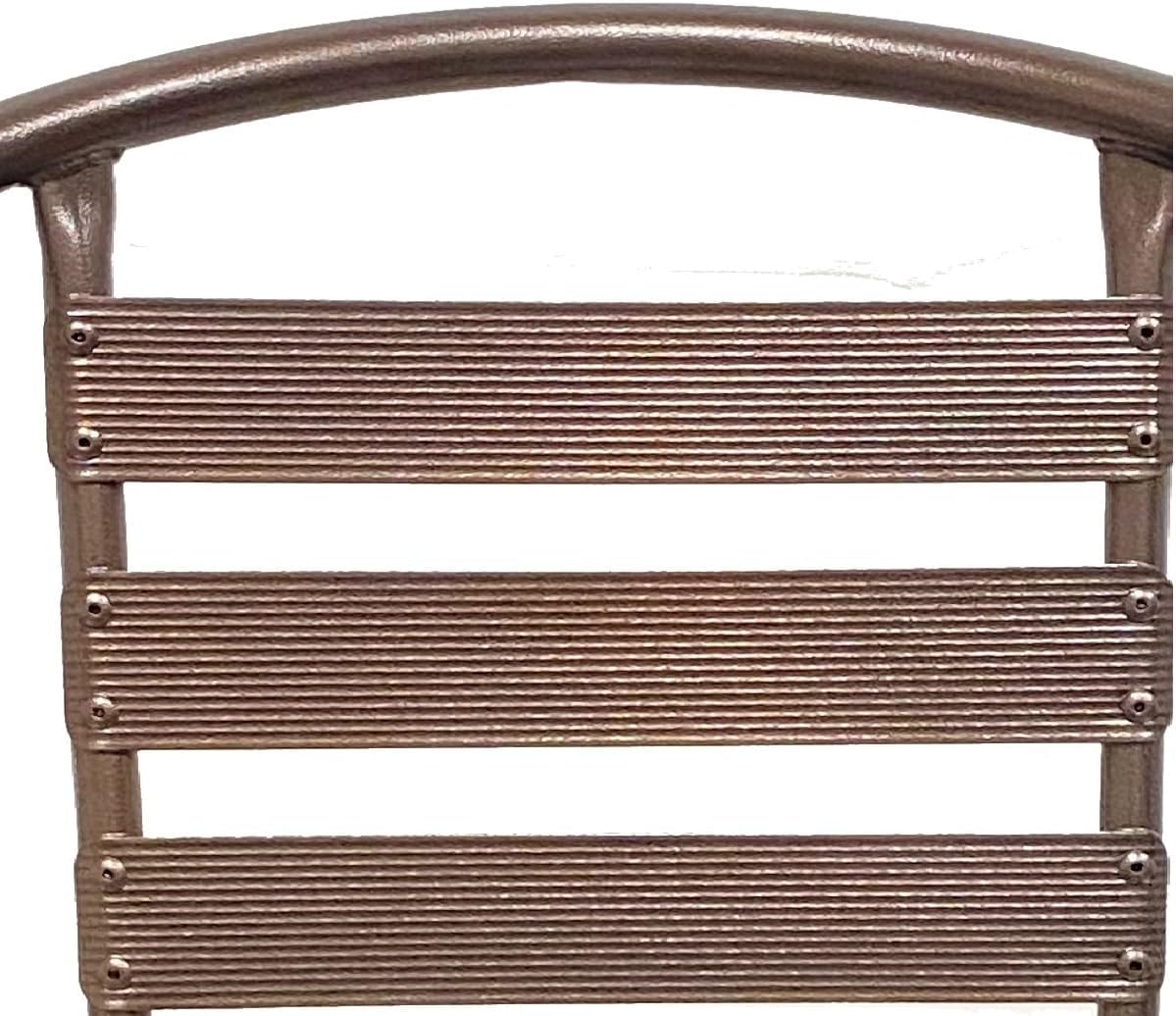 BTEXPERT Indoor Outdoor Set of 2 Bronze Restaurant Metal Aluminum Slat Stack Chairs Lightweight