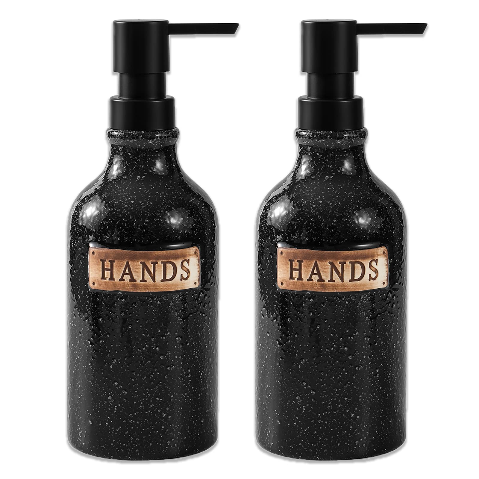 Photo 1 of Hand Soap Dispenser for Bathroom Decro, Ceramic Liquid Pump Bottles Refillable Dish Dispenser for Kitchen Farmhouse Colleage Dorm, Black 2 Pack 2 Pack Black-2