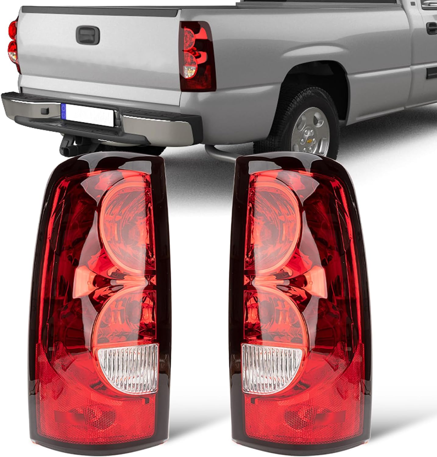 Tail Lights Assembly Fit Chevy Silverado 1500 2500 3500 2003 2004 2005 2006 Chevrolet HD 1500HD 2500HD Back Lamp Taillight Lens Cover Rear Left Driver Right Passenger Side GM2800174 GM2801174