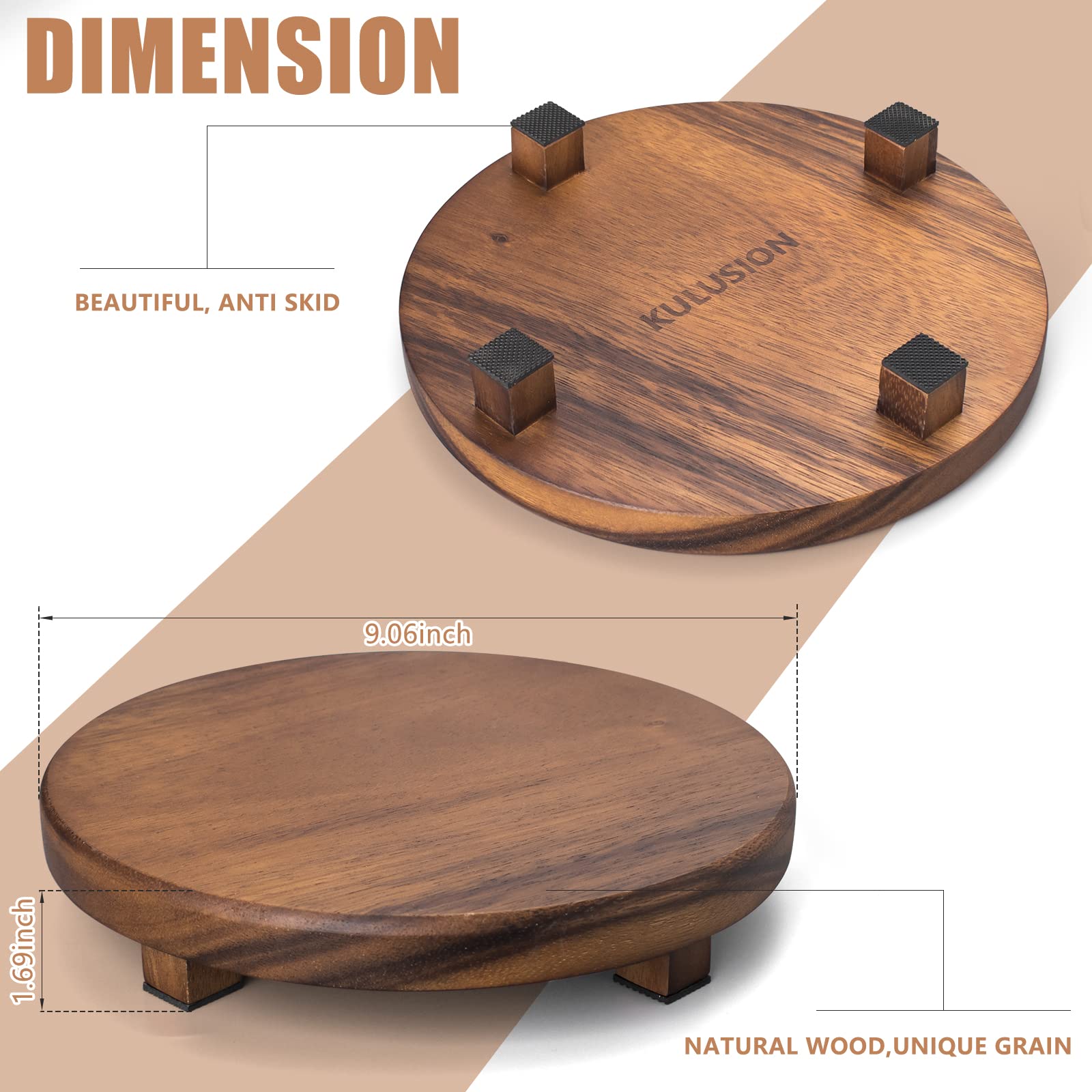 Walnut Wood Pedestal Stand, Decorative Wood Riser For Display, Modern Farmhouse Decor Wood Riser Soap Tray, Uniquely Displays Your Plant Bottles Candles for Your Home and Bathroom (Round,9 x 1.57Inch)