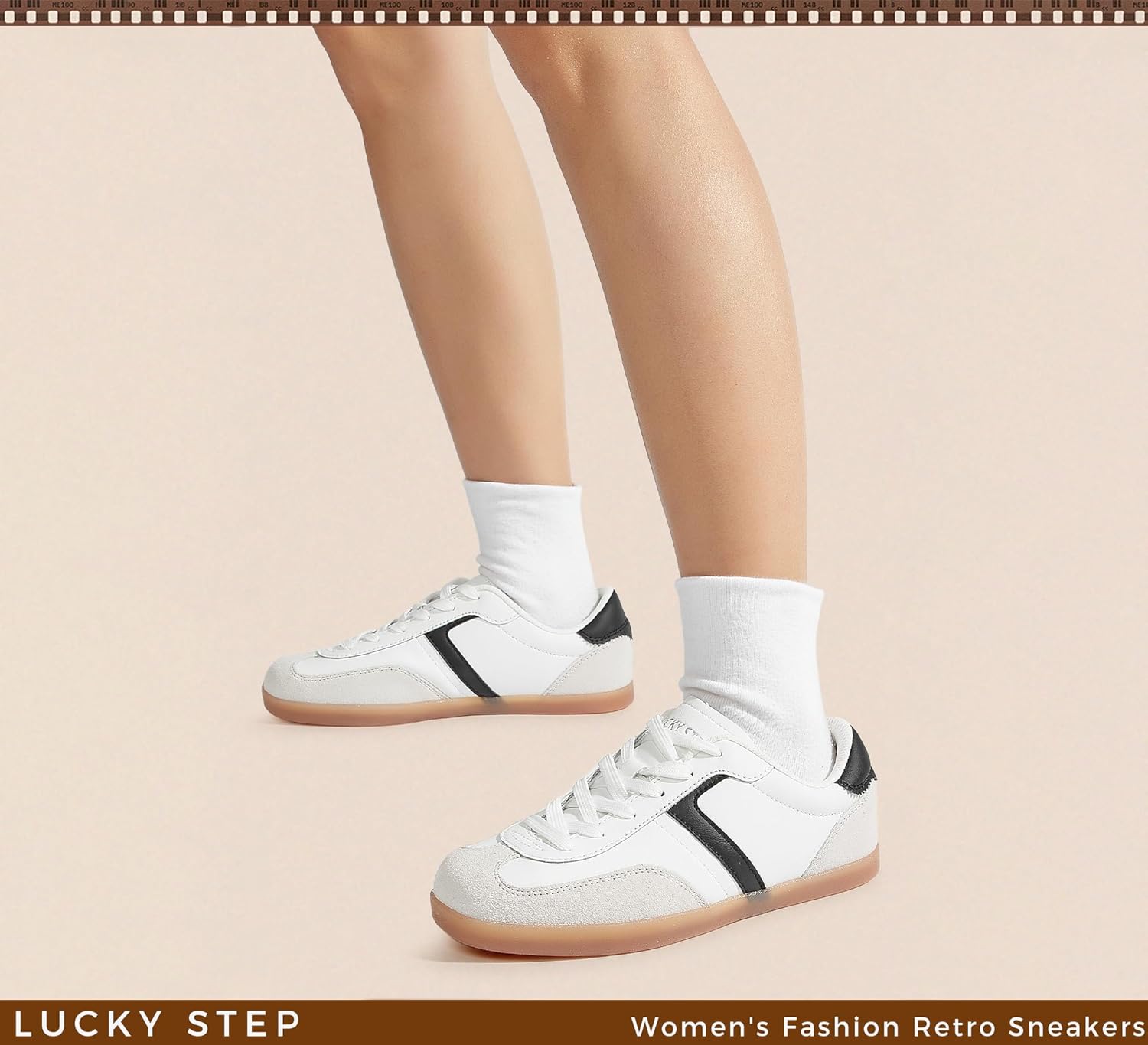 LUCKY STEP Women's Fashion Retro Sneakers Casual Trendy Walking Shoes Non Slip Comfortable Classic Running Sneaker - Image 2