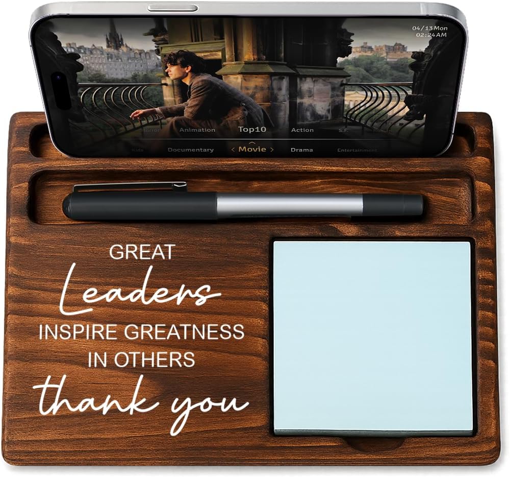 Leader Bosses Day Gifts for Women Men Manager Funny Office Decor for Women Wooden Sticky Note Holder National Boss Day Decorations Gifts for Leader Men Manager Coworker Office Desk Decor A 04