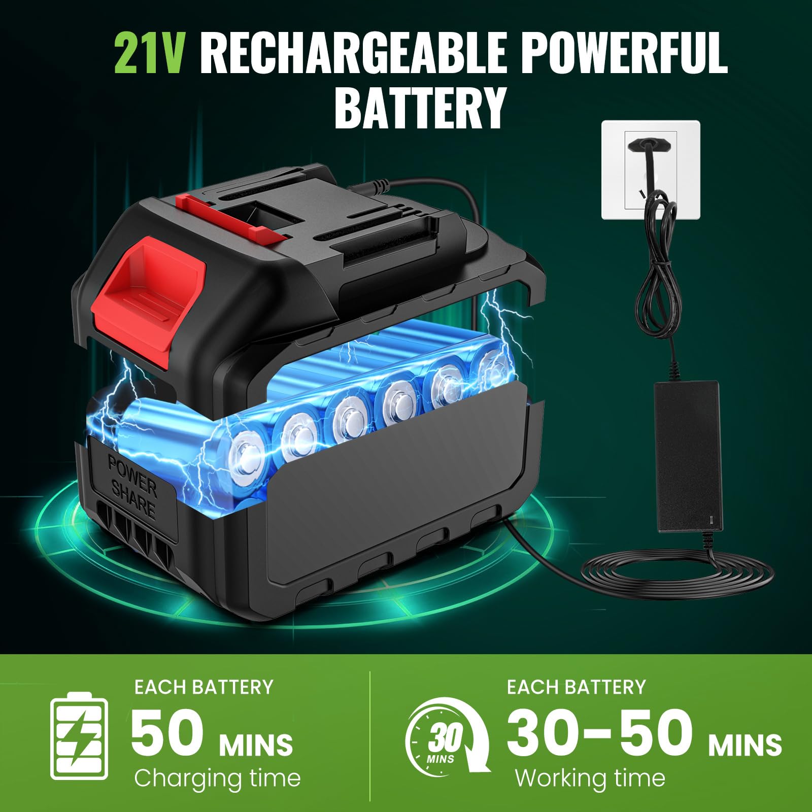 Motosega a Batteria 16 Pollici, Motosega Elettrica 2200W con 2 x 4.0Ah, Motore Brushless, Sistema di Doppia Protezione, Lubrificazione Automatica, Sistema di Autolubrificazione, Display LED (A)