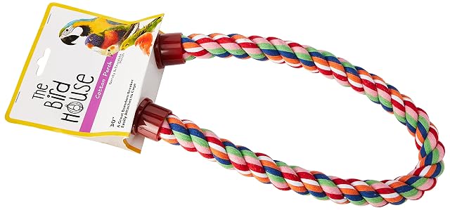 Happy Pet - Perca de Cuerda de algodón para pájaros, Juguete Fuerte para Escalar, Duradero, Divertido…