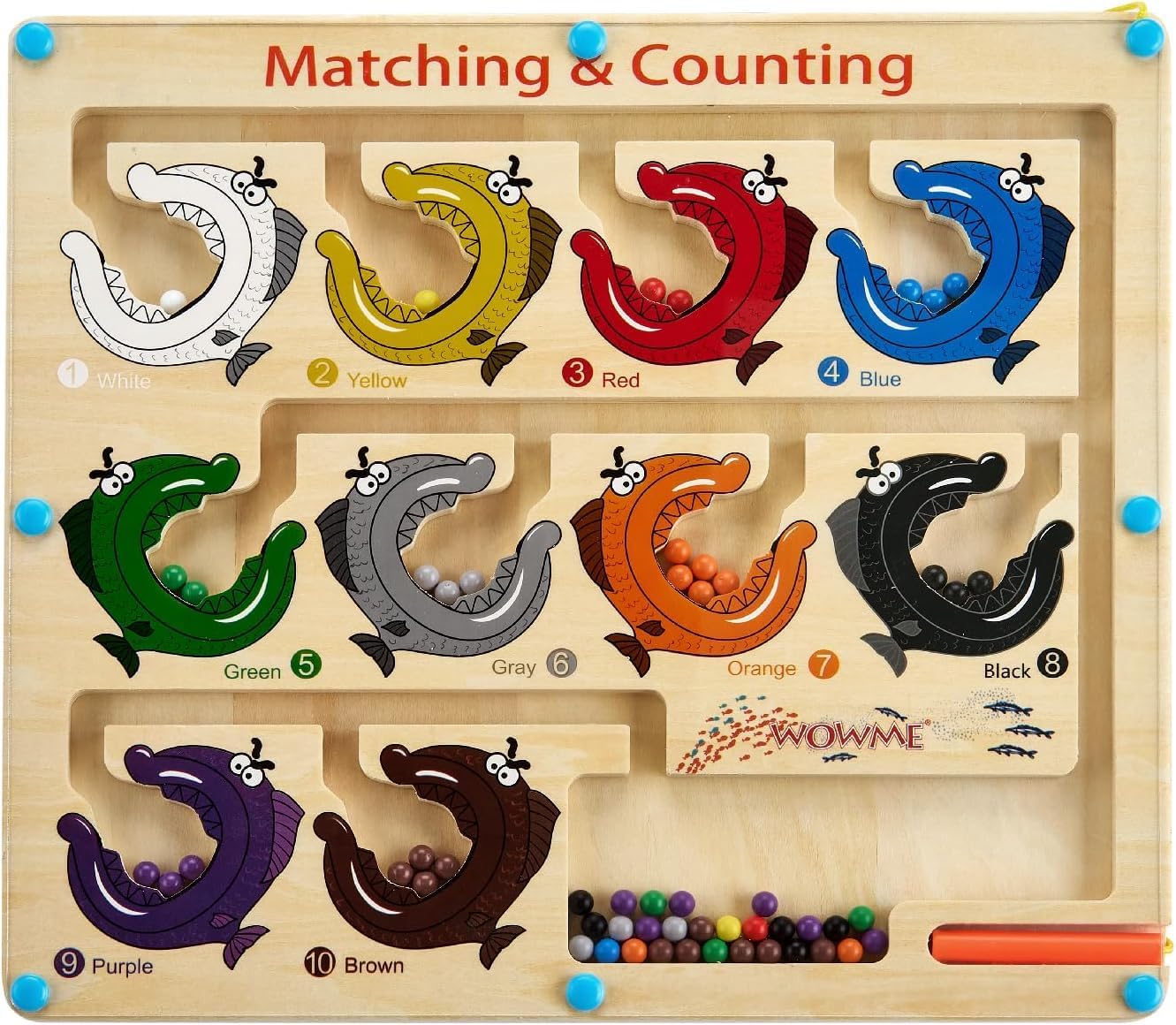 Amazon.com: WOWME Matching and Counting Wooden Toy - Colorful Fish ...