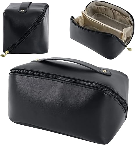 Niumike Bolsas de cosméticos de viaje de gran capacidad para mujer, de piel sintética, pequeña, bonita, bolsa de maquillaje, bolsas de maquillaje