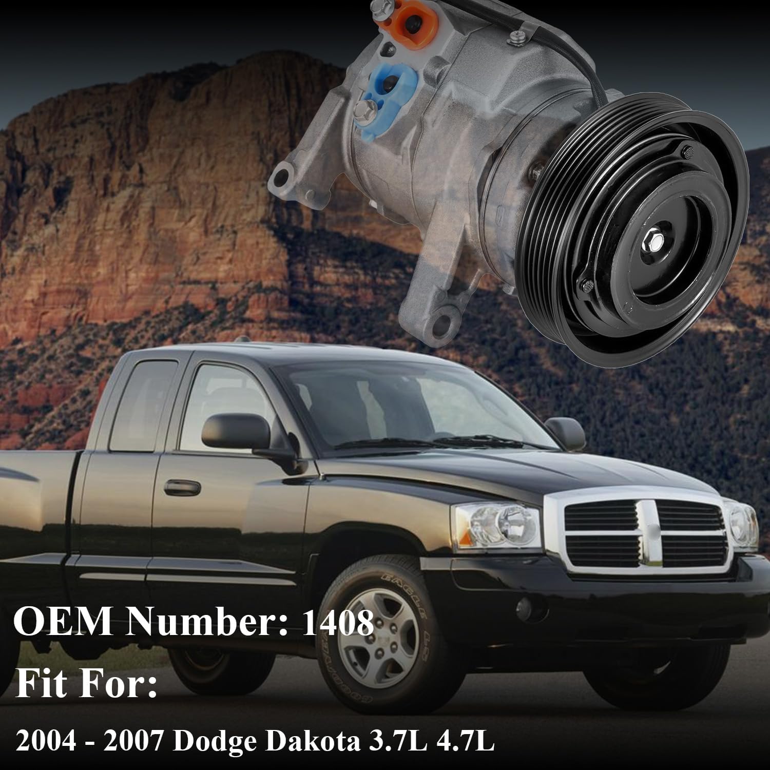 A/C Compressor Clutch Assembly Kit Plate Pulley Bearing Coil 97309 Replacement for 2004-2007 Dodge Dakota 3.7L 4.7L, AC Air Conditioning Compressor Clutch Coil Auto Repair Kit