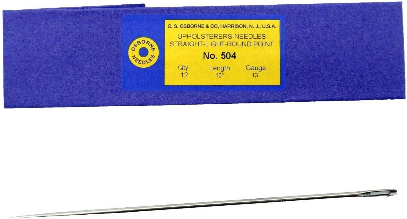 C.S. Osborne 12 Pk. Straight Single Round Point Needle #504, 10" Long, 13 Gauge