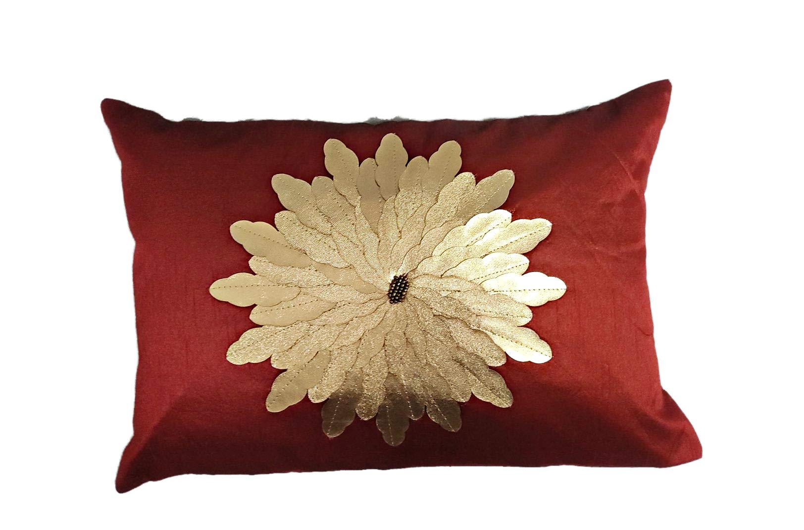 MONKDECOR Rectangle Shape Cushion Cover (Size-12x18 Inches) (Set of 2 Pieces)- Sunshine - Red&Gold-image-39