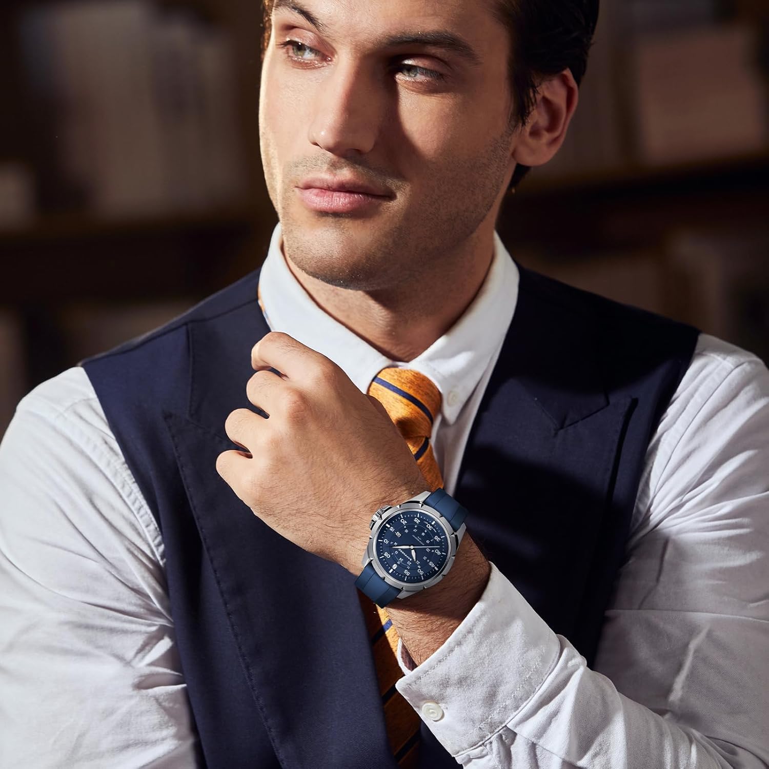 SAPPHERO Mens Watch 50M Waterproof Luminous Quartz Analog Watches with Date Display Casual Stylish Work Business Classic Silicone Strap Men's Wrist Watches Elegant Gifts for Men