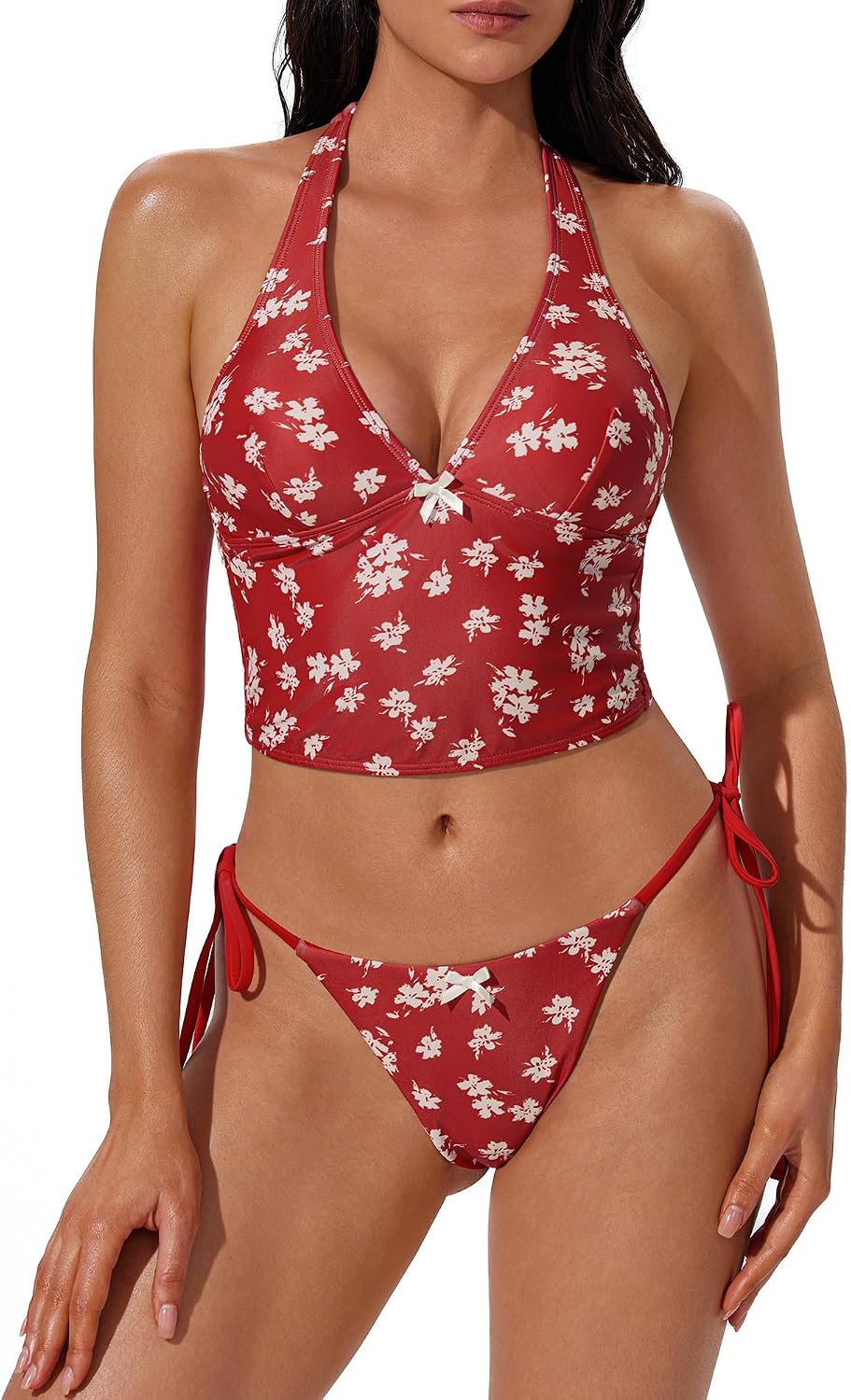 SUUKSESS Women Halter String Bikini Set Cheeky Thong Two Piece Bathing Suit