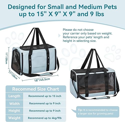 Miniatura 42 de Petsfit Transportador para perros pequeños, ligero, portátil, suave, para gatos grandes y medianos, malla transpirable de 5 lados, a prueba de fugas