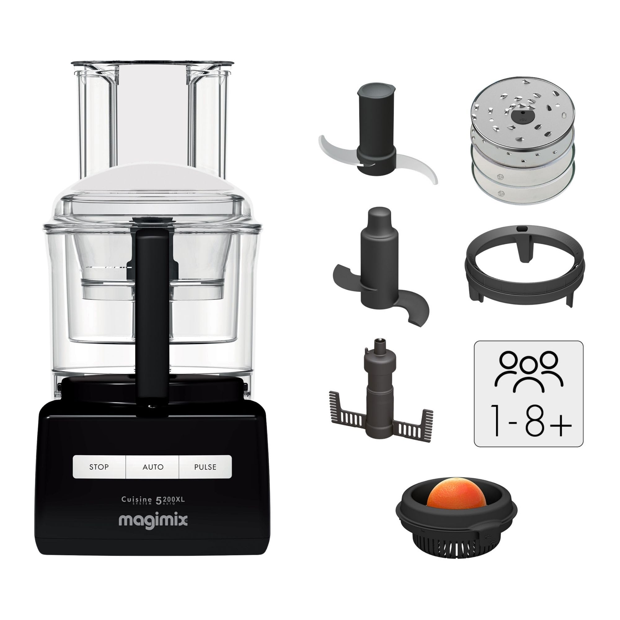 Magimix Robot de Cuisine Multifonction CS 5200 XL - Hachoir, Blender, Presse Agrumes - Bol Magimix 5200 xl 3,6L - Fabriqué EN FRANCE - Noir